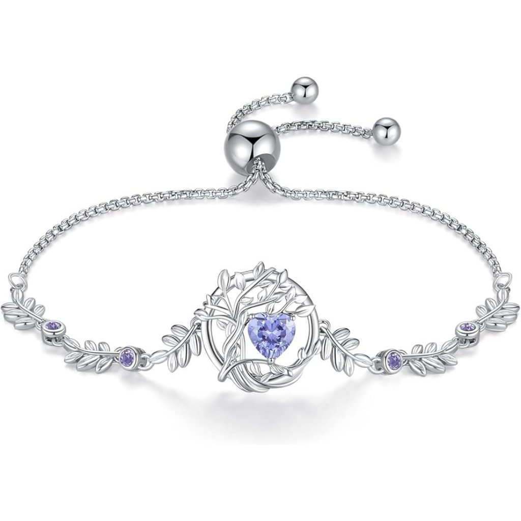 Tree Of Life Birthstone Sterling Silver Bracelet - Dec-Tanzanite